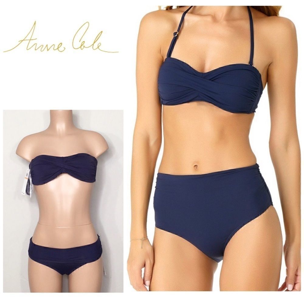 Anne Cole multi-way navy bikini. S/XS. NWT